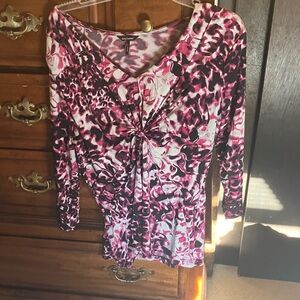 Daisy Fuentes Women's Top in Pink and Black Pattern